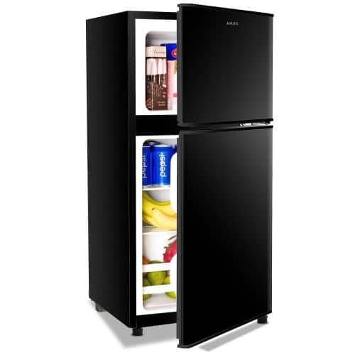 Lycvki - 3.5CuFt 2Door Mini Fridge with Freezer - Black