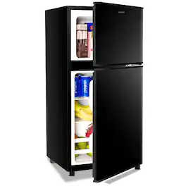Akoasm - 3.5 Cu.Ft Compact Refrigerator Mini Fridge with Freezer, 2 Door, Removable Shelves - Black