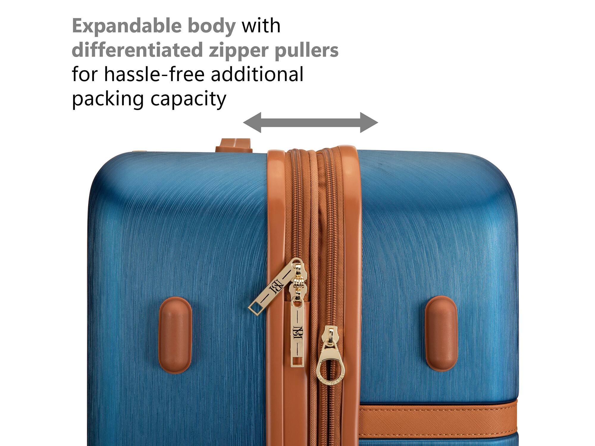 Expandable body with differentiated zipper pullers for hassle-free additional packing capacity