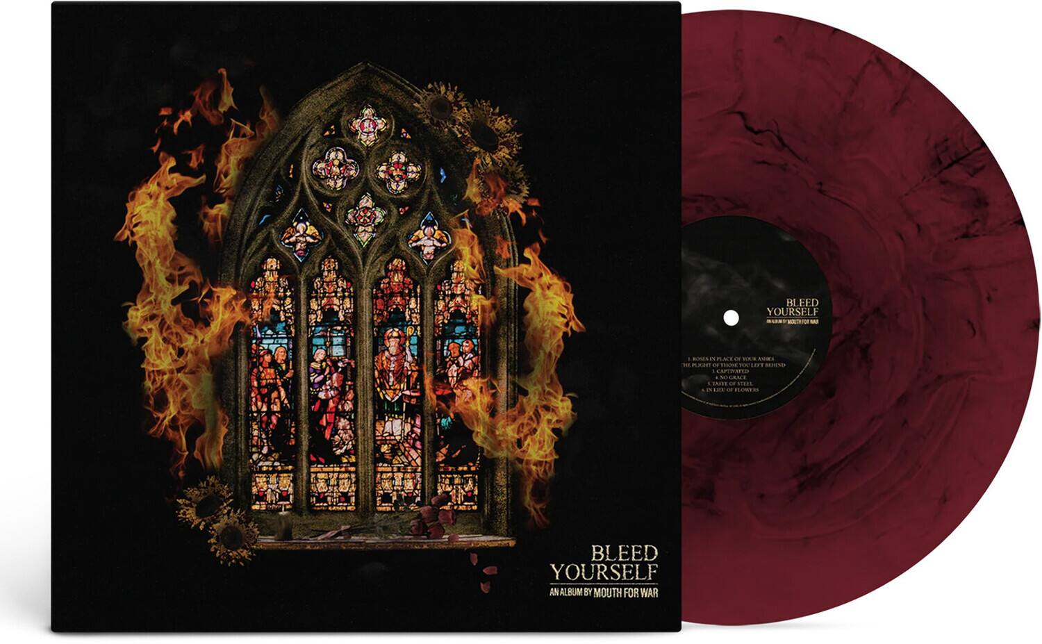 BLEED YOURSELF  
AN ALBUM BY MOUTH FOR WAR  

BLEED YOURSELF  
AN ALBUM BY MOUTH FOR WAR  

HOMES IN PLACE OF YOUR ASHES  
RIGHT OF THOSE YOU LEFT BEHIND  
NO GRACE  
A BLOODY FLOWER