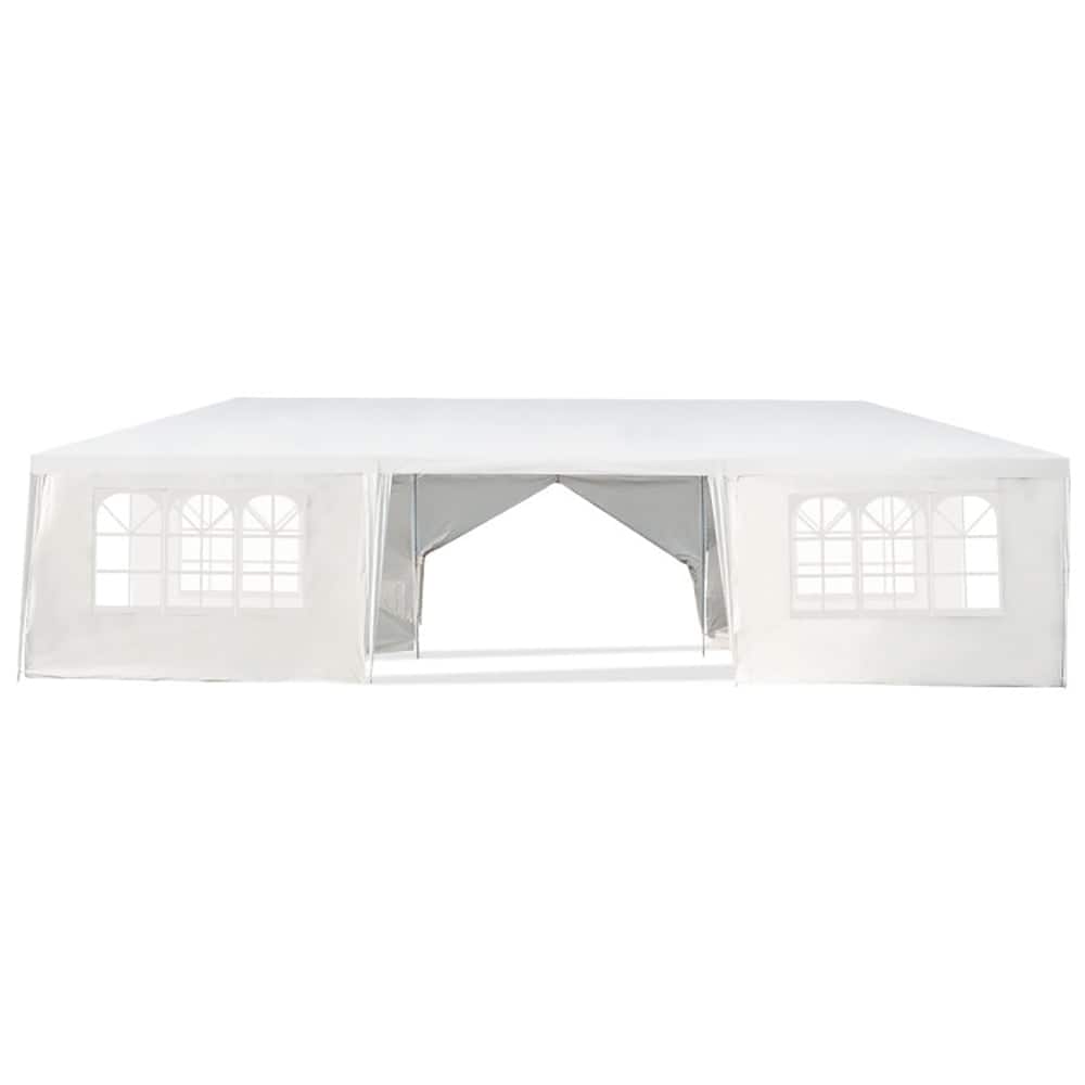 Front. Kadyn - 10 x 30 Feet Outdoor Canopy Tent with 6 Removable Sidewalls and 2 Doorways-White, Outdoor Gazebo Party Tent Canopy Tent.