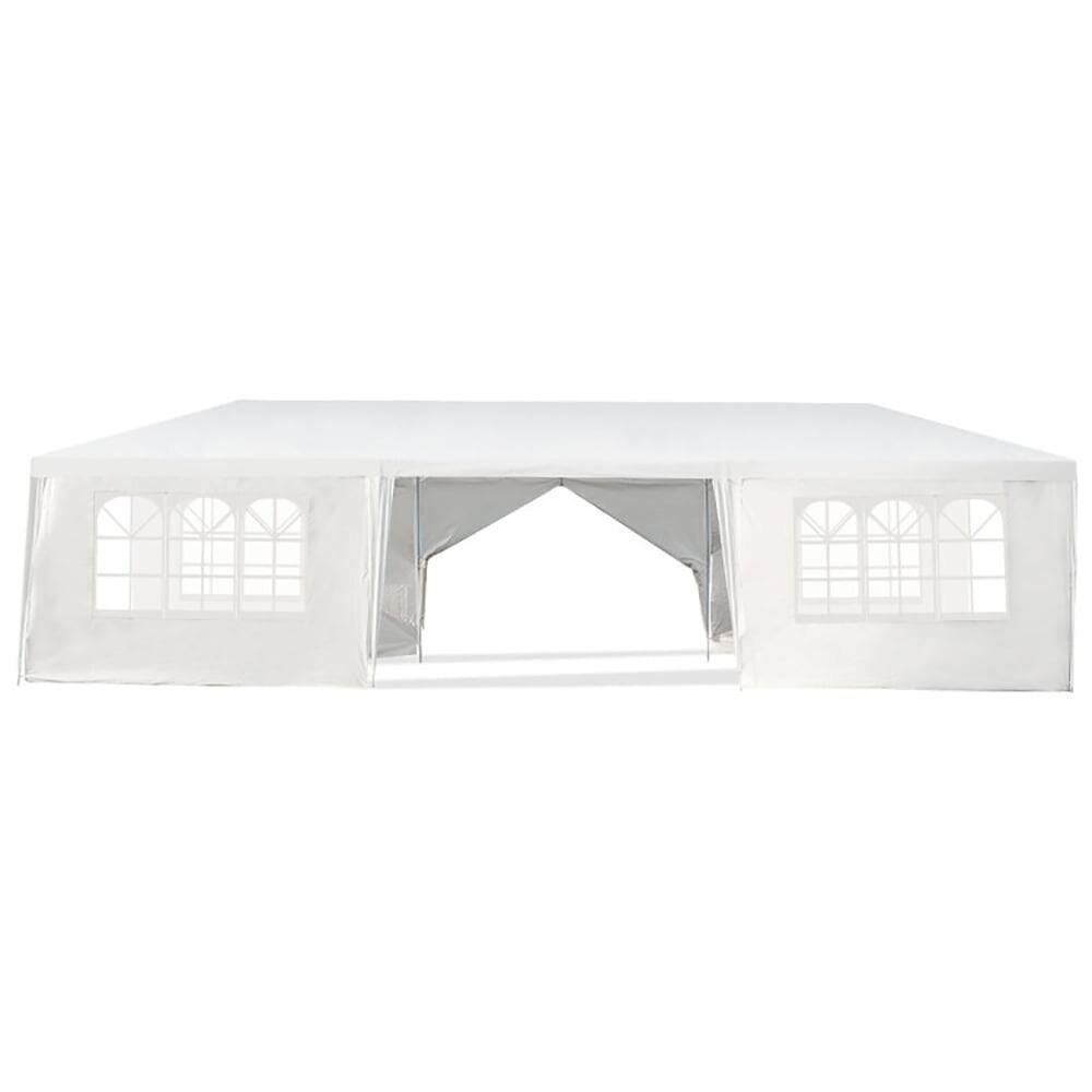Front. Kadyn - 10 x 30 Feet Outdoor Canopy Tent with 6 Removable Sidewalls and 2 Doorways-White, Outdoor Gazebo Party Tent Canopy Tent.