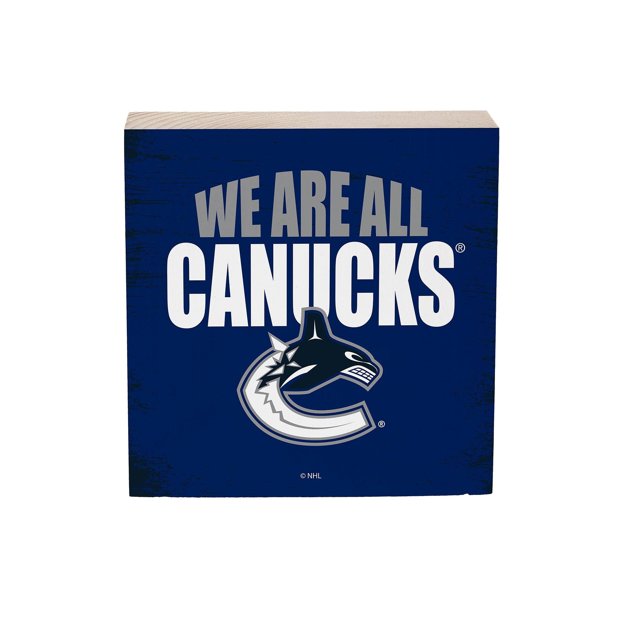 Vancouver Canucks 6" Square Fan Chant Wood Block Shelf Sign