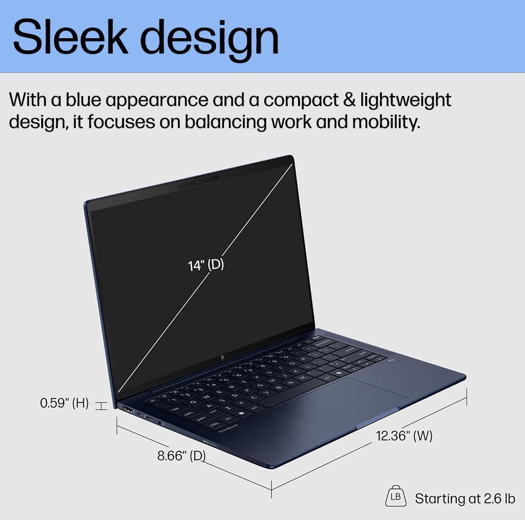 Sleek design

With a blue appearance and a compact & lightweight design, it focuses on balancing work and mobility.

14" (D)  
0.59" (H)  
8.66" (D)  
12.36" (W)  
Starting at 2.6 lb