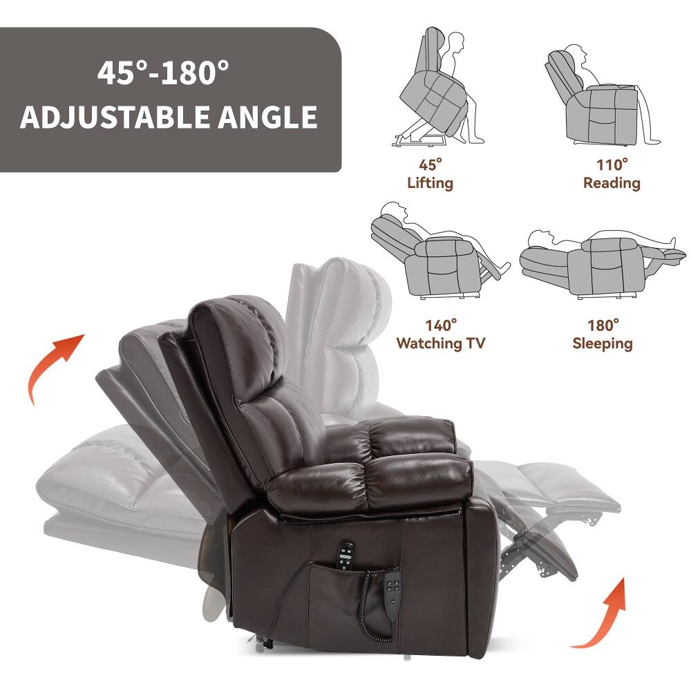 45°-180° Adjustable Angle

45° Lifting
110° Reading
140° Watching TV
180° Sleeping
