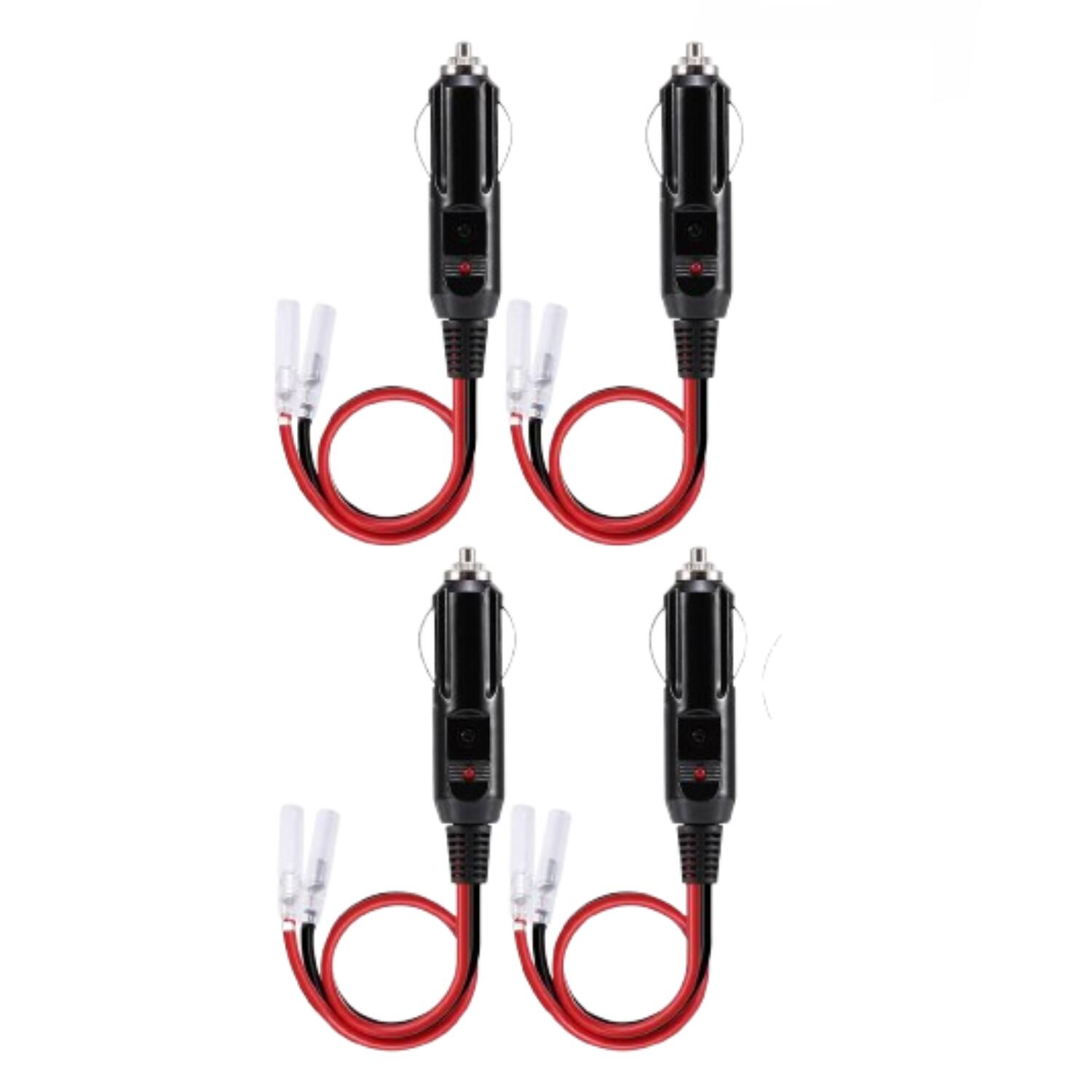 Stock Preferred - 4-Pack 12V Car Fused Cigarette Lighter Male Power Plug Adapter - Black