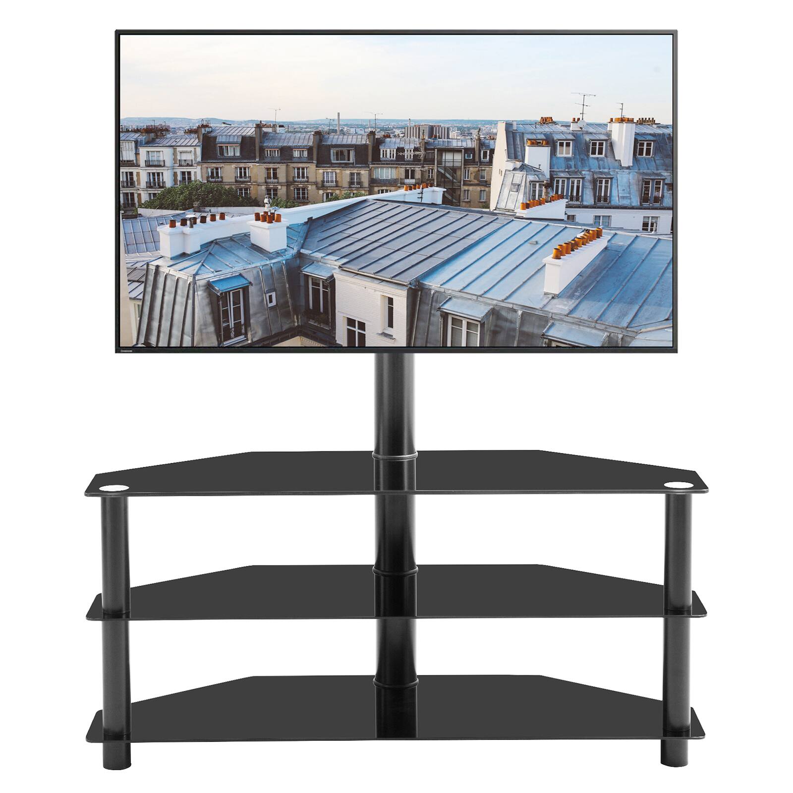 Alt View 7. Chateau Abodes - Multi-function TV Stand with Height Adjustable, Swivel Bracket & 3-Tier - Black.