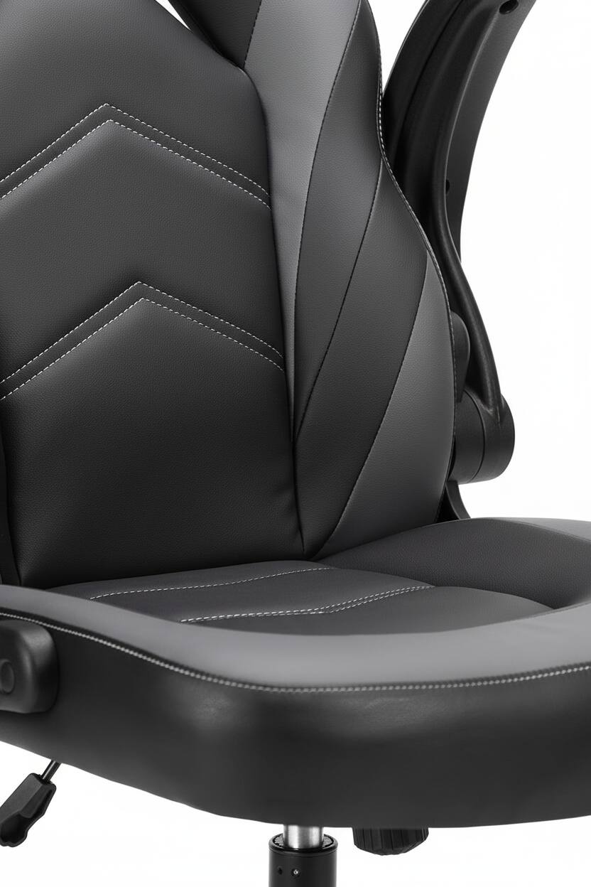 Left. AOITUN - PU Gaming Chair for Daily Comfort, Ergonomic Desk Seat for Home Study or Work - Gray.