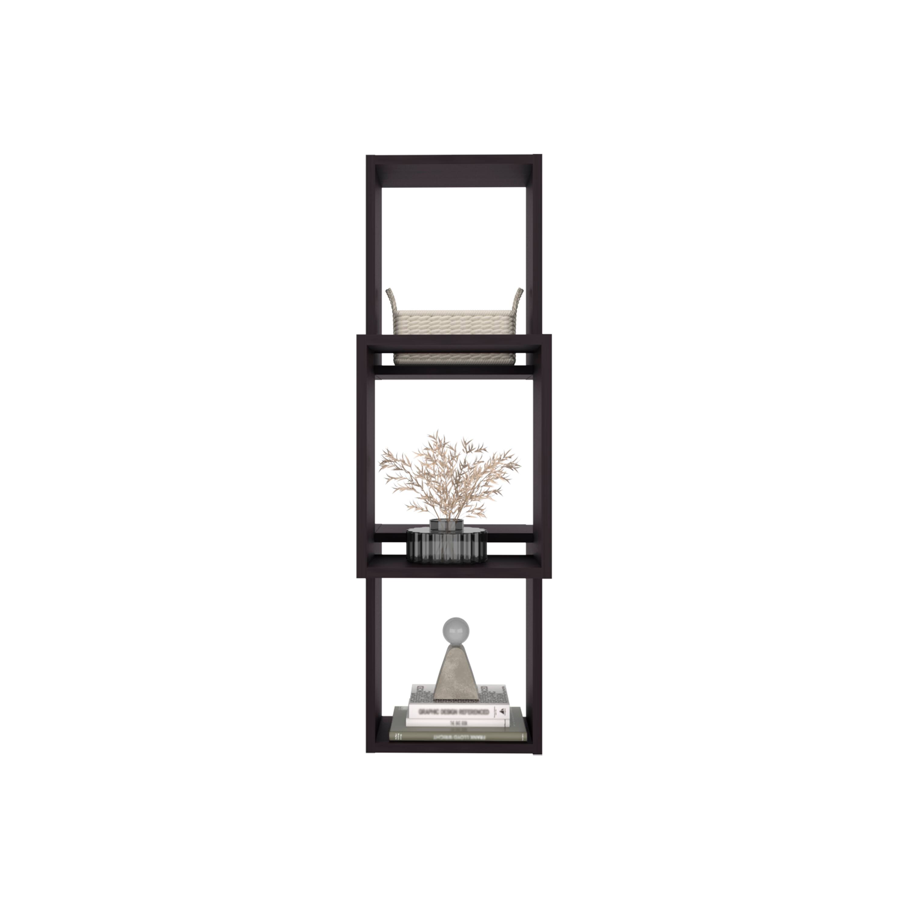 Back. TuHome - Seyner 3-Cube Wall Shelf, Open Storage and Display Shelves for Living Room Decor or Office Decor - Black.