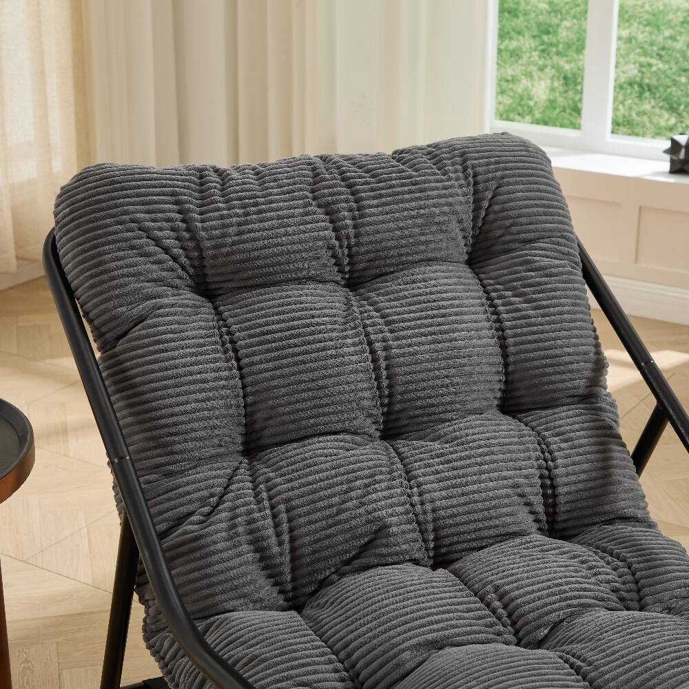 Alt View 6. Loheer - Loheer Outdoor Rocking Chair with Thick Grey Cushion Modern Metal Frame Patio Seating for Adults Living Room Bedroom - Grey.