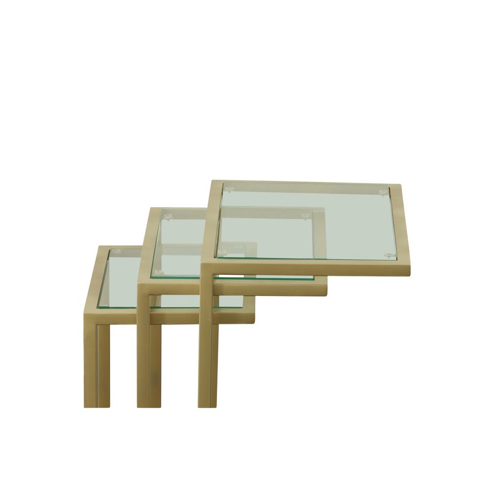 Alt View 3. Carolina Chair & Table - Addison Nesting Table Set - Glass Top - Gold Base - Clear, Gold.