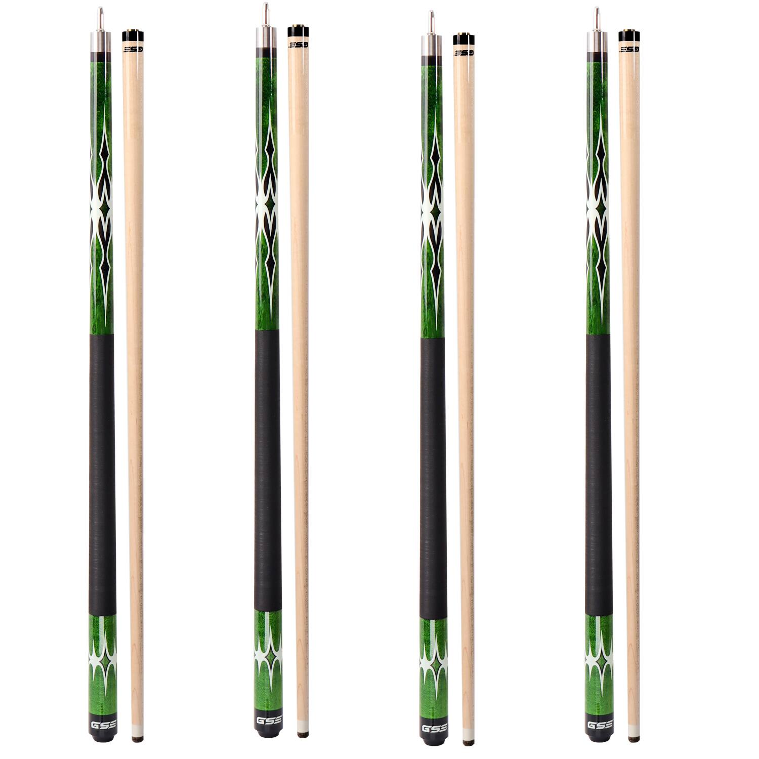 GSE Games & Sports Expert - Set of 4 Canadian Maple Hardwood Billiard Pool Cue Stick for Men/Women - 18/19/20/21oz Each - Green price history on PriceWatchPro