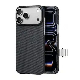 Pitaka - iPhone 17 Pro Case 6.3" Compatible with MagSafe, Ultra-Slim Case With Caseless Touch Feeling, Aramid Fiber Woven - Black/Grey (Twill)
