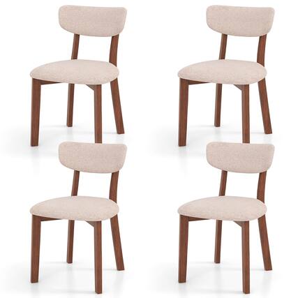 Front. Costway - Costway Upholstered Dining Chairs Set of 4 with Solid Rubber Wood Frame, Curved Backrest - Brown.