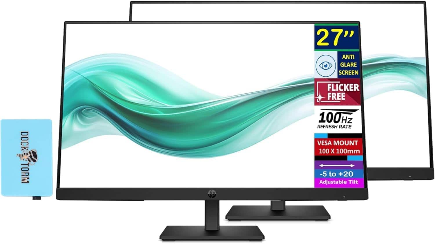 HP - 27" FHD IPS Monitor, 5ms Response Time, Anti-Glare, Flicker Free, VESA Mount, HDMI, VGA & DKZ Hub, Color 2 Pack - Black