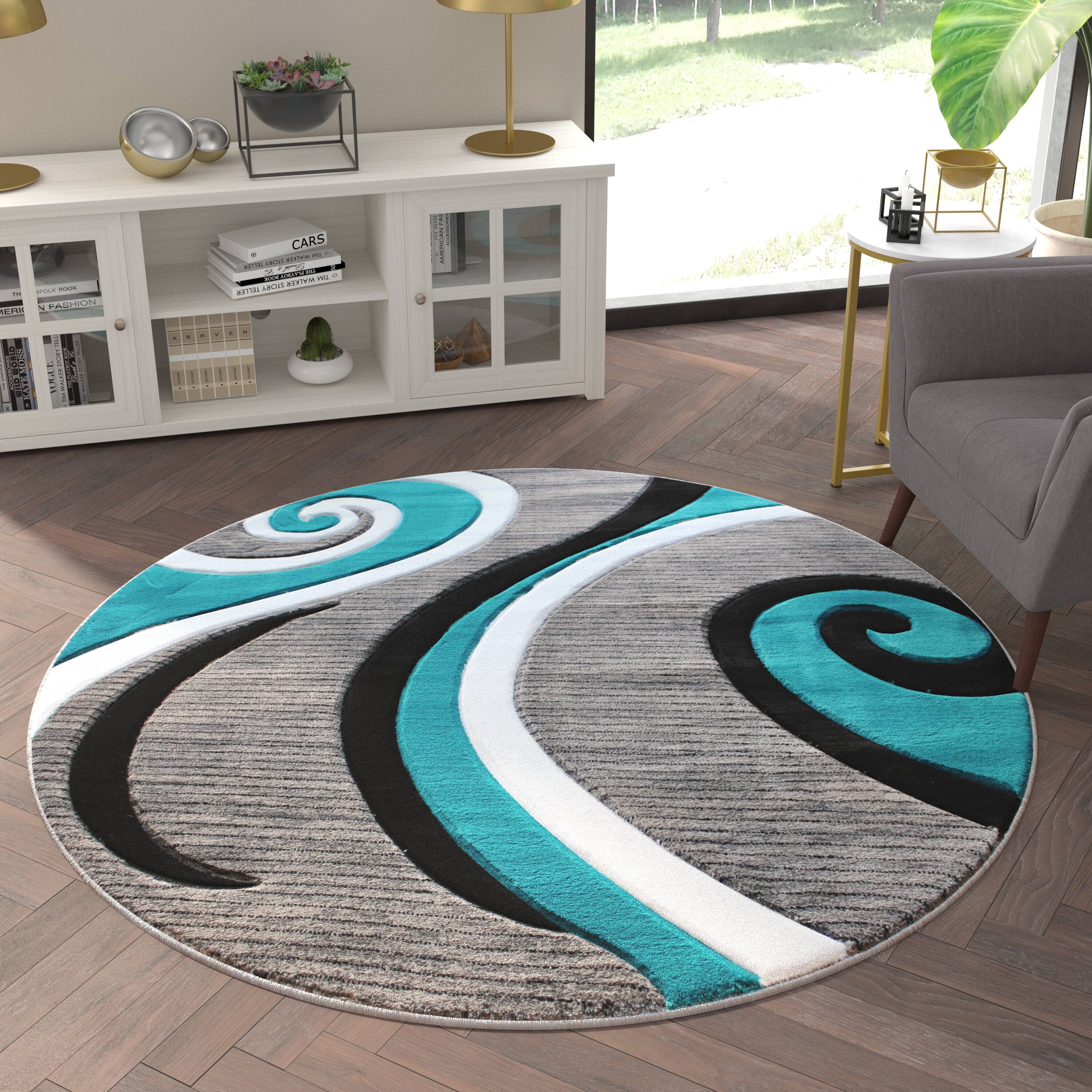Emma + Oliver Modal Accent Rug with Modern 3D Sculpted Swirl Pattern ...
