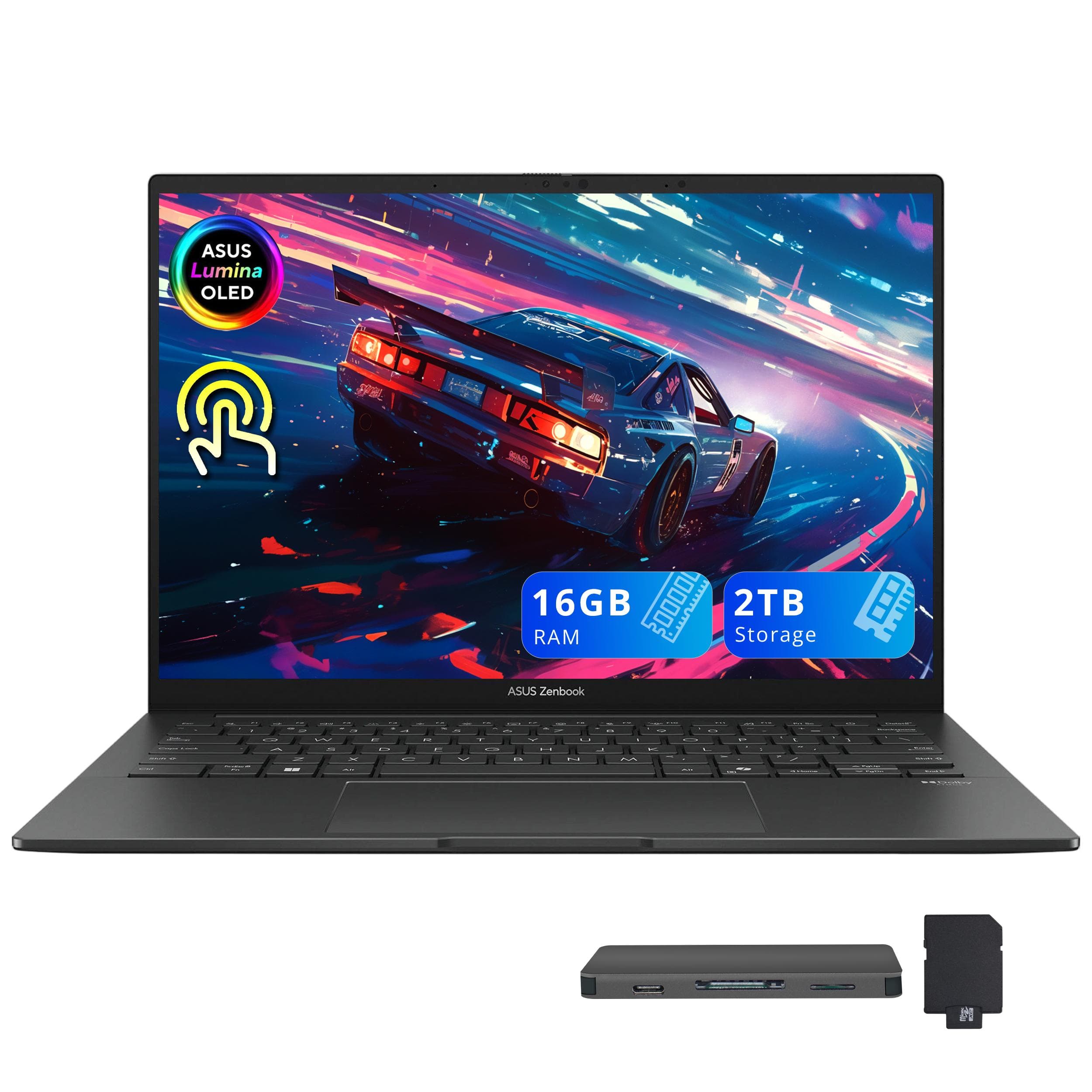 ASUS - Zenbook 14 14" FHD+ OLED Touch Laptop,Intel Ultra 7 255H,16GB RAM,1TB SSD+1TB Dock Set,Backlit,Win 11 - Gray