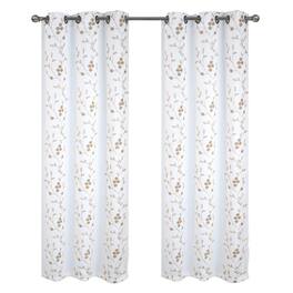 RT Designers Collection - RT Designer Collection Lilian Embroidered Blackout Luxurious Decorative Grommet Curtain Panel 54" x 84" - White
