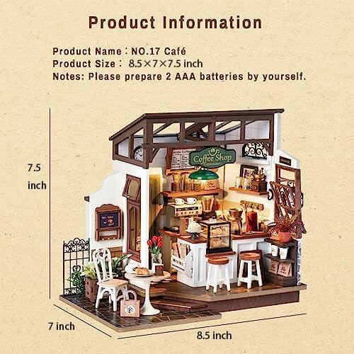 Product Information  
Product Name: NO.17 Café  
Product Size: 8.5x7x7.5 inches  
Notes: Please prepare 2 AAA batteries by yourself.
