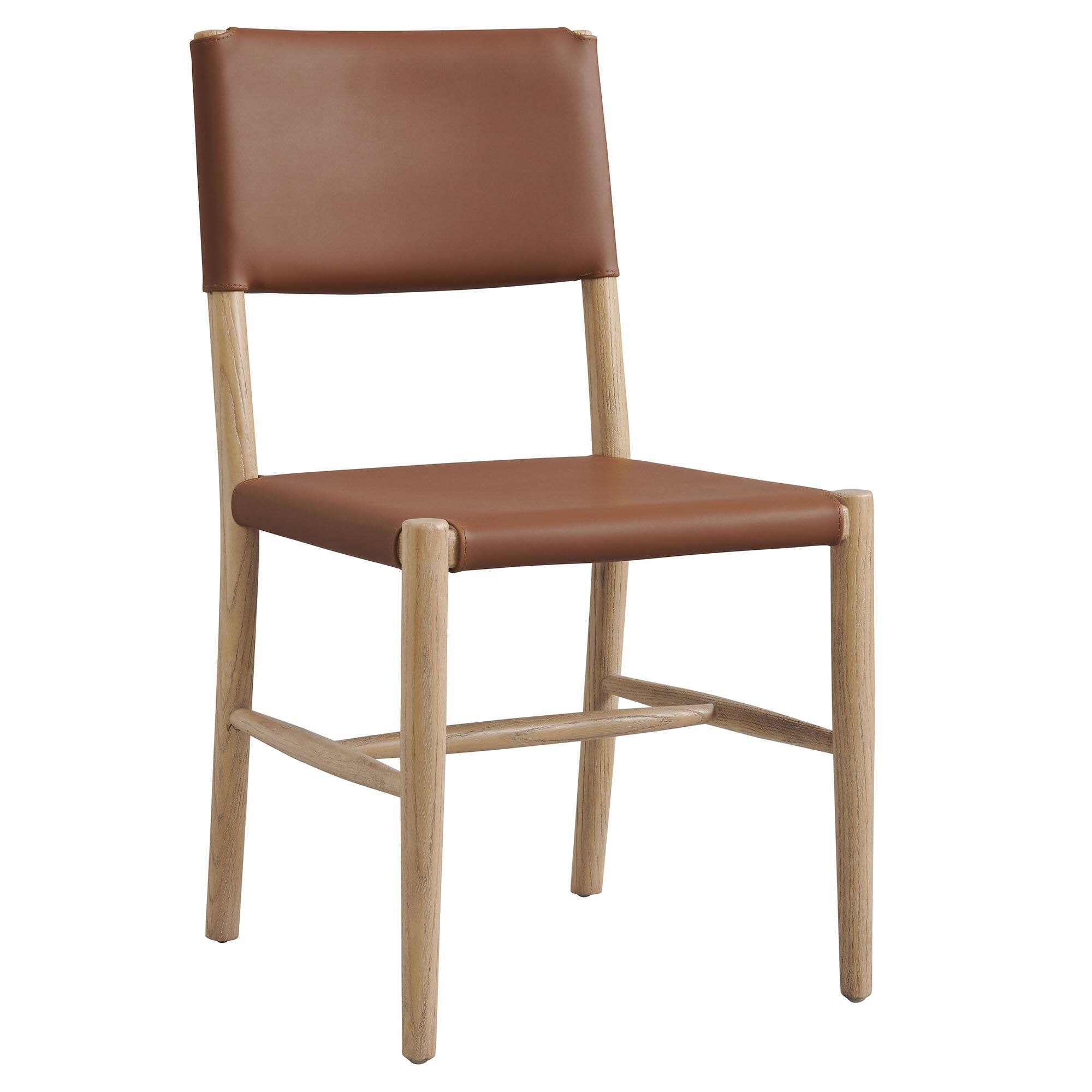 Back. Modway - Dover Wood Vegan Leather Dining Side Chairs Set of 2 by Modway - Brown.