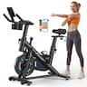 MERACH - Exercise Bike Quiet Magnetic Home Stationary Bike with Free App, 330lbs Weight Capacity, Dumbbell Rack - Black