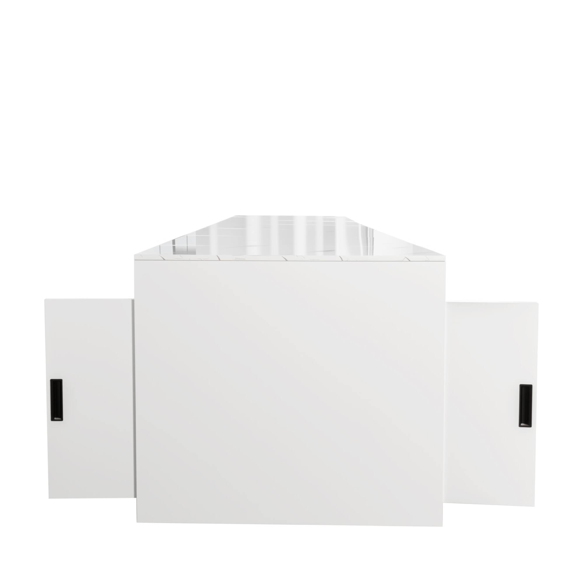 Alt View 4. Tiramisubest - Modern Multifunctional Extendable Dining Table with Outlet, Space Saving Expanding Table with Storage, White - White.