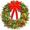 Front. Best Choice Products - Best Choice Products 24in Pre-Lit Battery Powered Christmas Wreath Decoration w/ 70 Lights, 96 PVC Tips, Ribbons - Green.