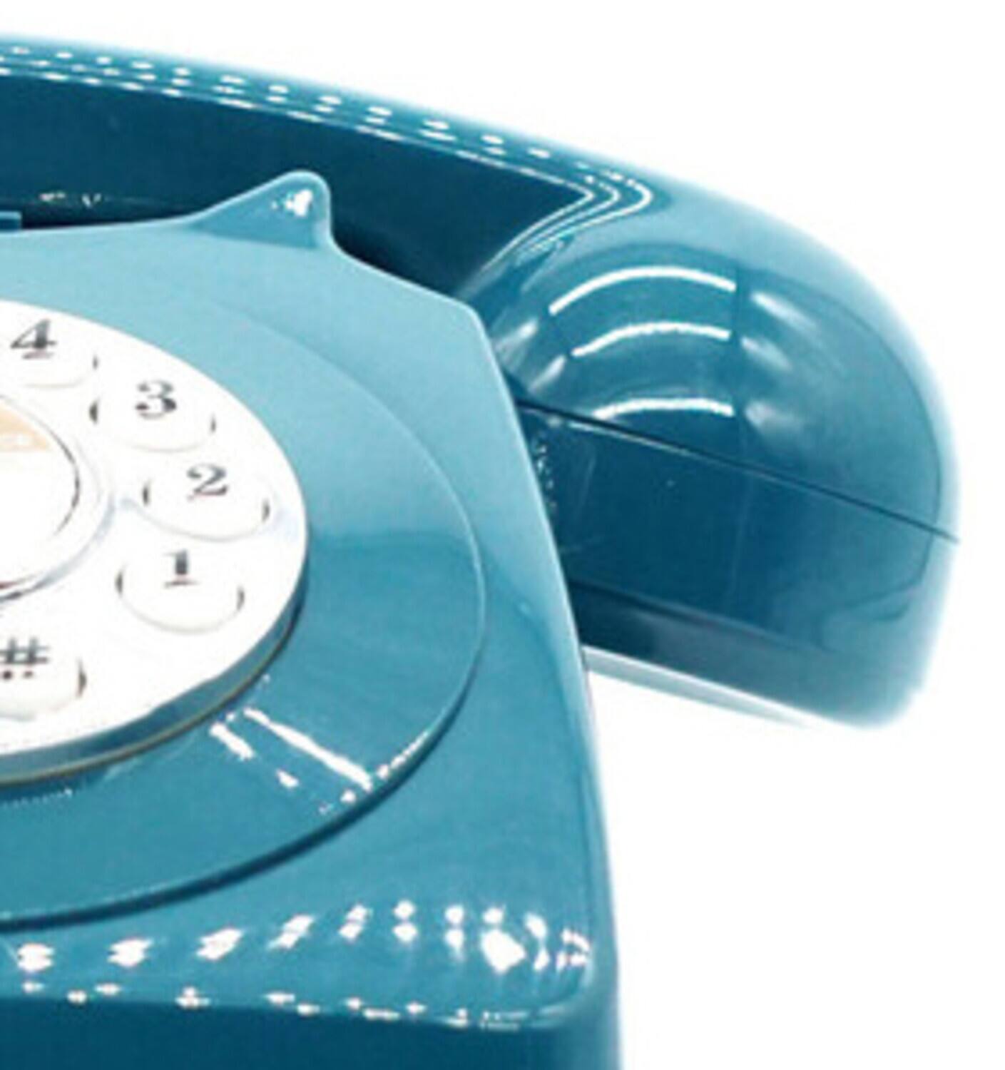Alt View 3. PopMarket - GPO Retro GPO746DPBAZ 746 Desktop Push Button Telephone - Azure Blue   - MISC ACCESSORY - Green.