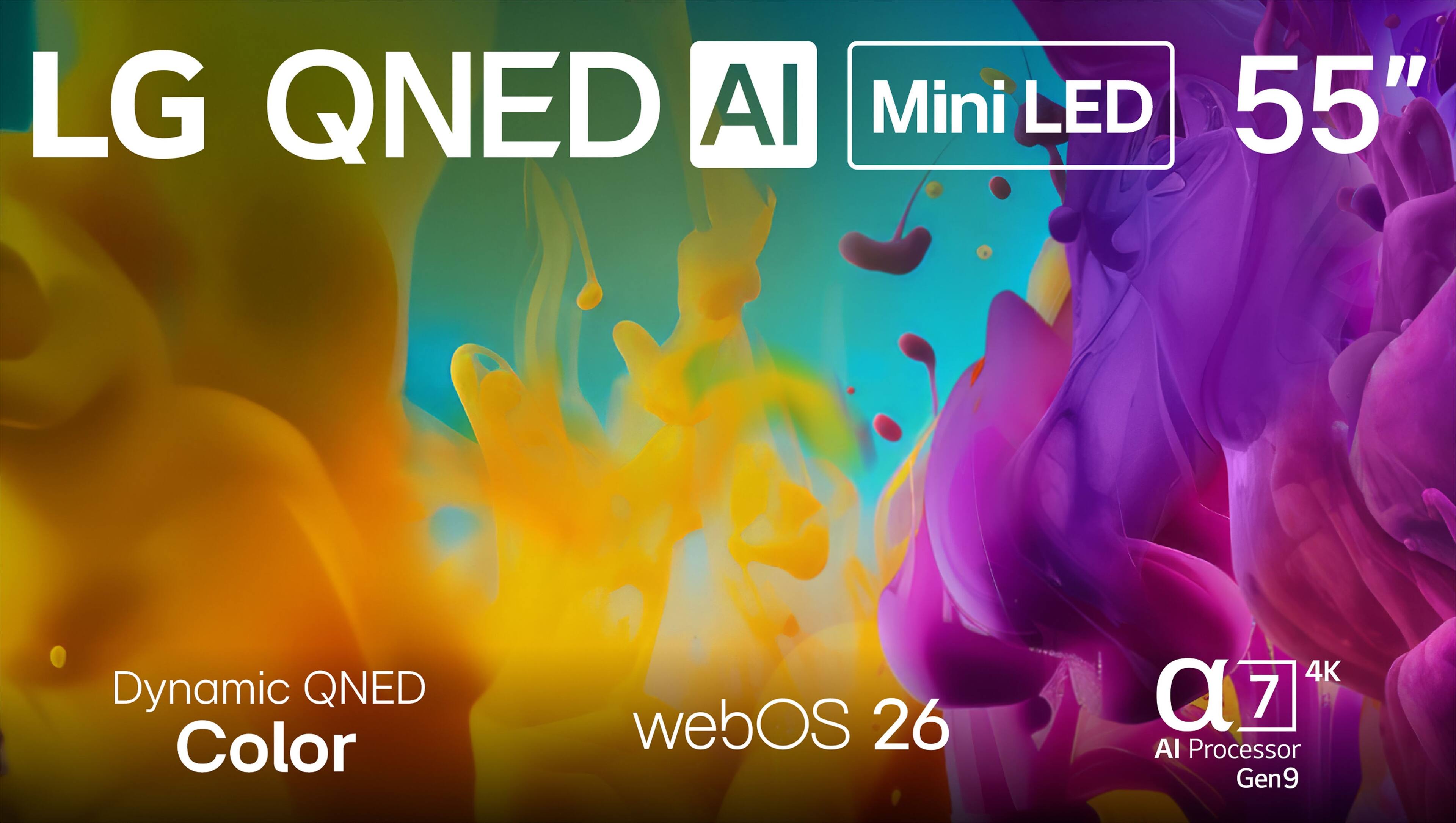LG QNED AI Mini LED 55" Dynamic QNED Color webOS 26 4K AI Processor Gen9