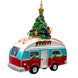 OrnamentallyYou - Camping RV Glass Christmas Ornament Camper Trailer Motorhome Traveler Gift - Multi-colored