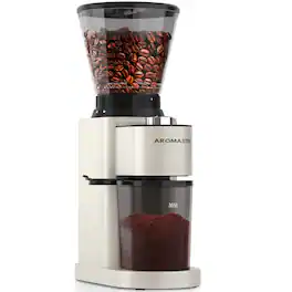Aromaster - Professional Conical Burr Coffee Grinder, Coffee Bean Grinder with 48 Grind Settings for Espresso - Beige