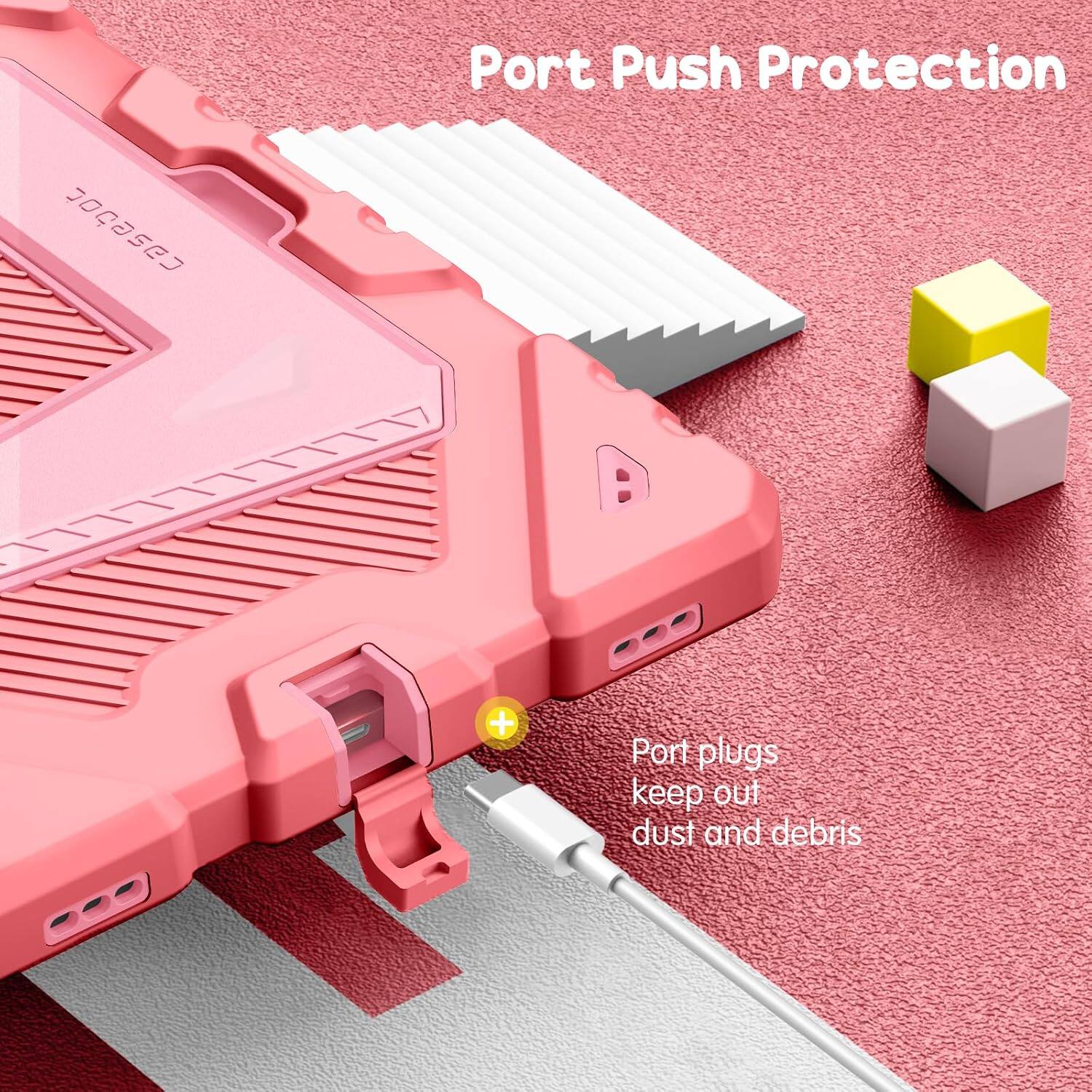 Port Push Protection casebox + Port plugs keep out dust and debris