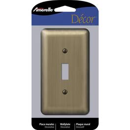 AMERELLE - Devon Brushed 1 gang Stamped Steel Toggle Wall Plate 1 pk - Brass
