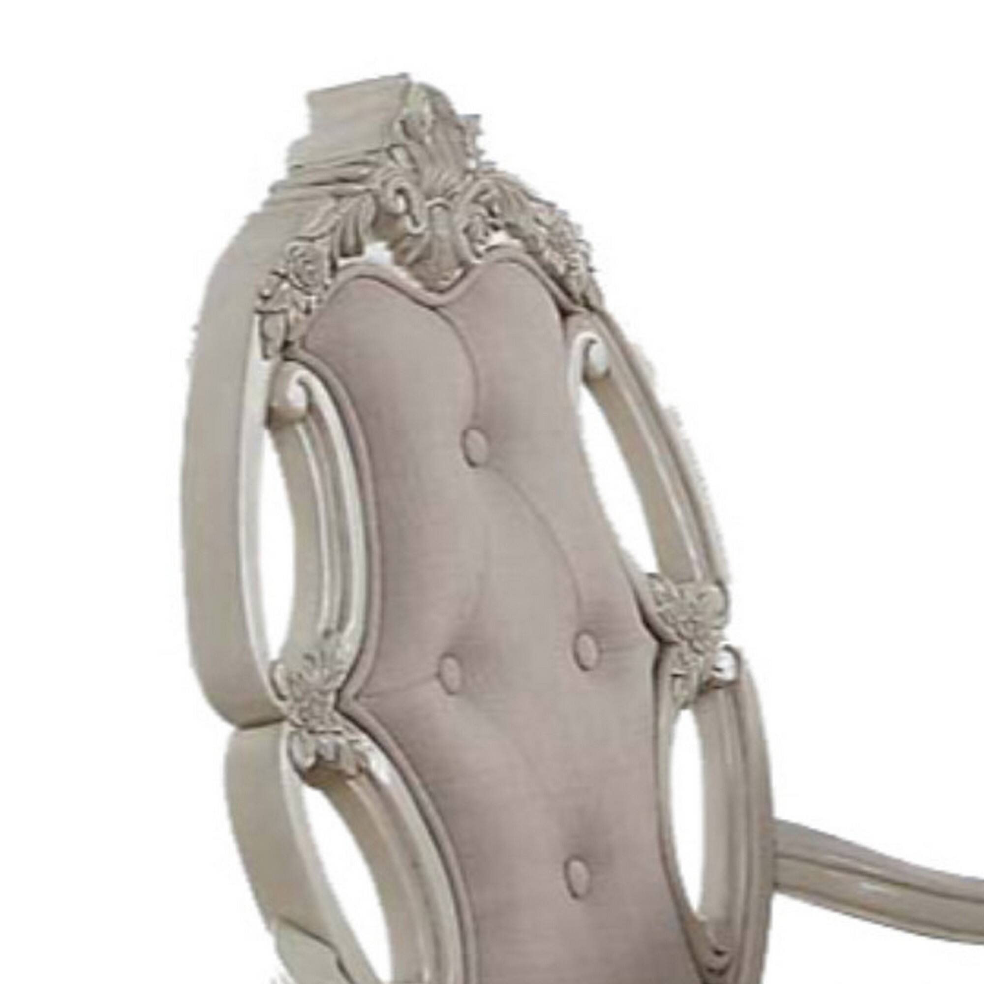 Alt View 1. Manhattan Lane - Fabric Upholstered Wooden Arm Chairs with Cabriole Legs, Set of Two - White and Gray.