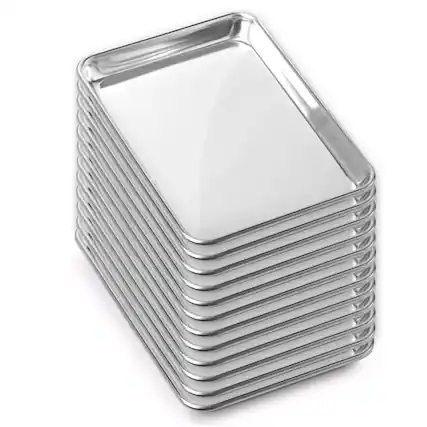 Front. GRIDMANN - 9 x 13-in 12pk - Commercial Aluminum Cookie Sheets - Silver.