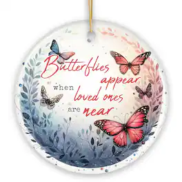 OrnamentallyYou - Artistic Butterflies Appear Quote Ornament Wings of Remembrance Gift - Multi-colored