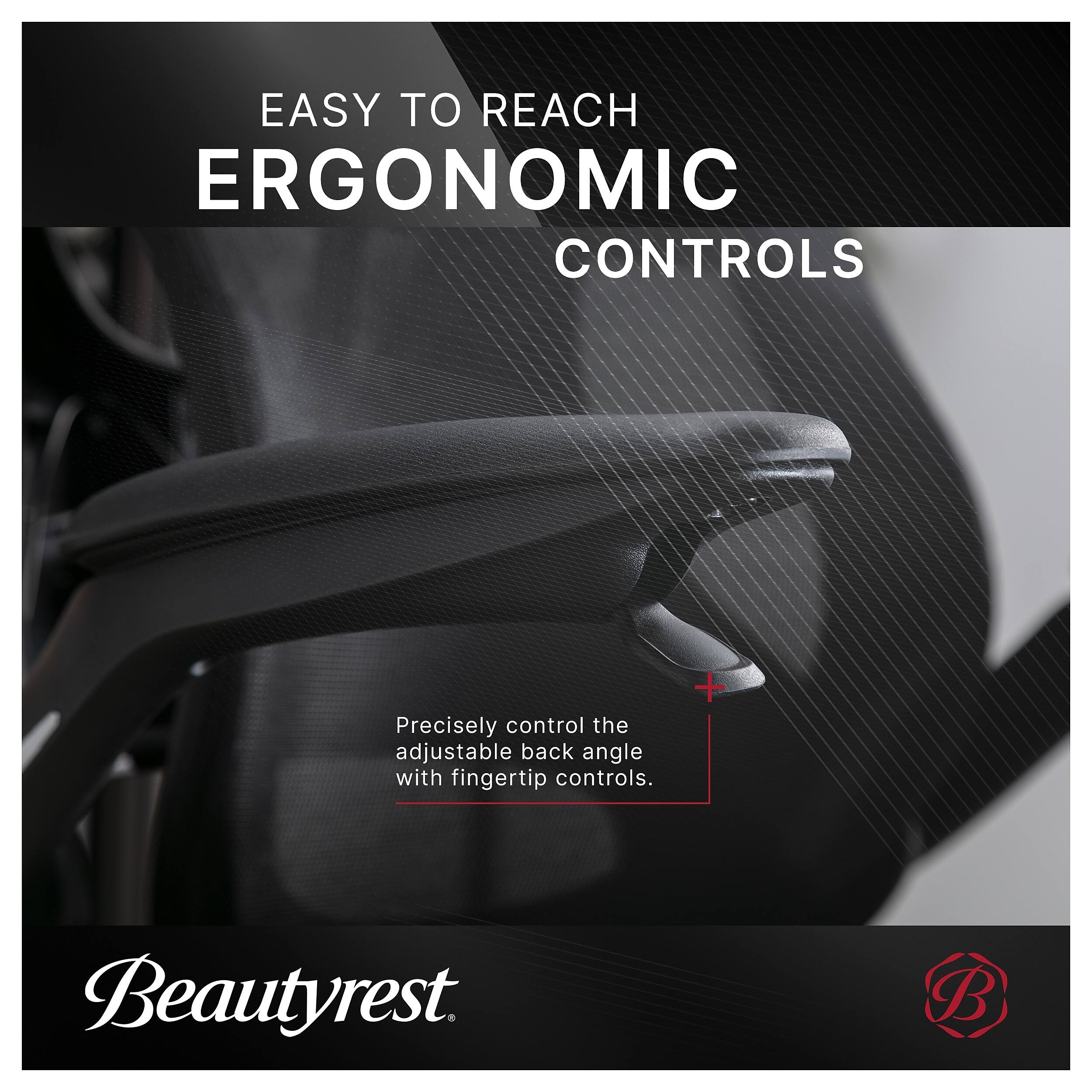 EASY TO REACH ERGONOMIC CONTROLS

Precisely control the adjustable back angle with fingertip controls.

Beautyrest