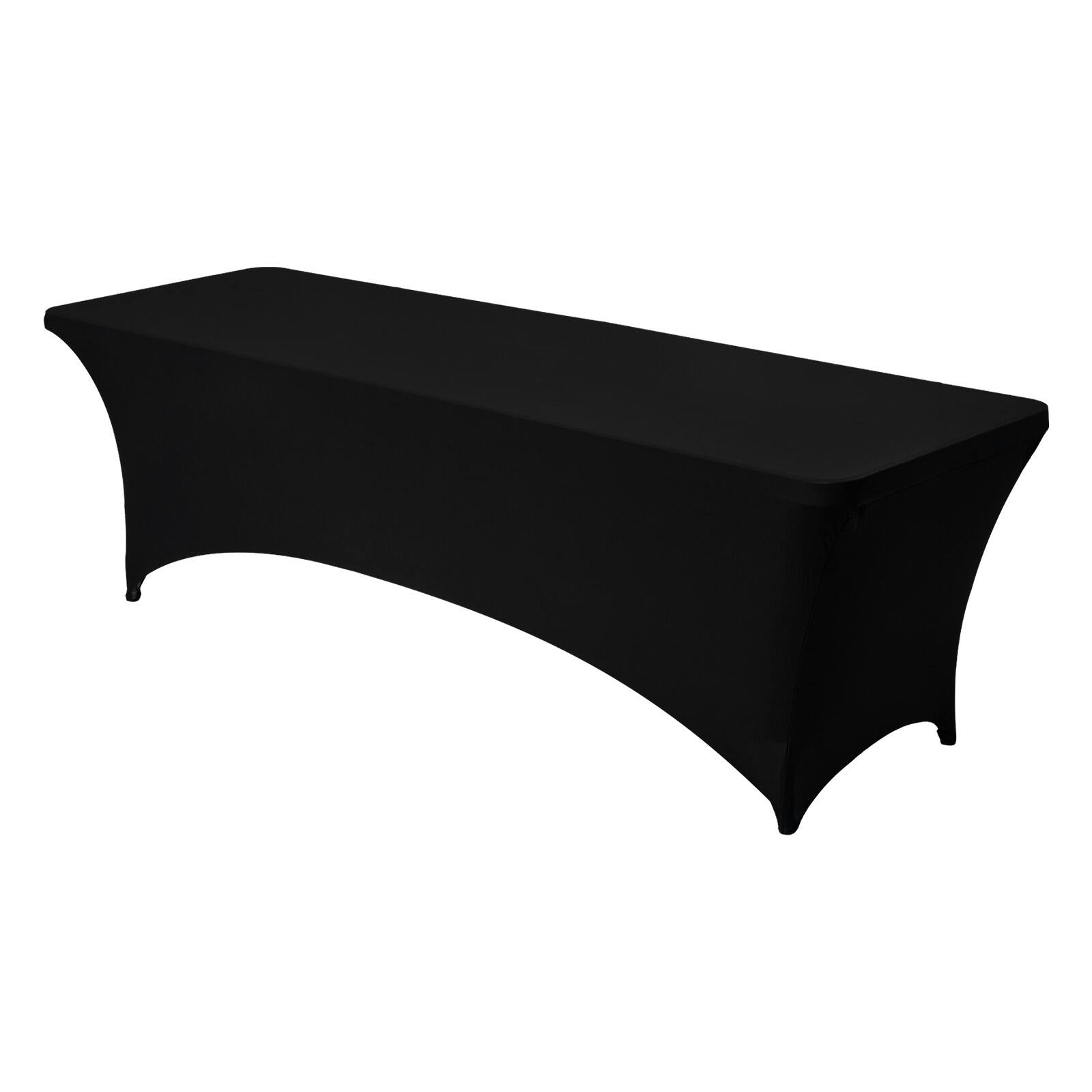 Alt View 5. VEVOR - 6 Pack Table Cloth for 8FT Rectangular Fitted Events, Wrinkle-Resistant Stretch Black Table Covers - Black.