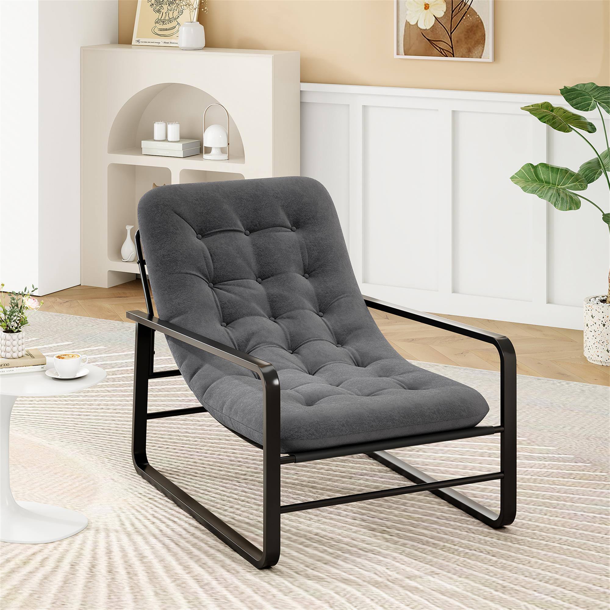 Alt View 5. Boyel Living - Sherpa Arm Chair for Living Room Mid Century Modern Accent Chairs Boucle Reading Bedroom Chair - Gray.