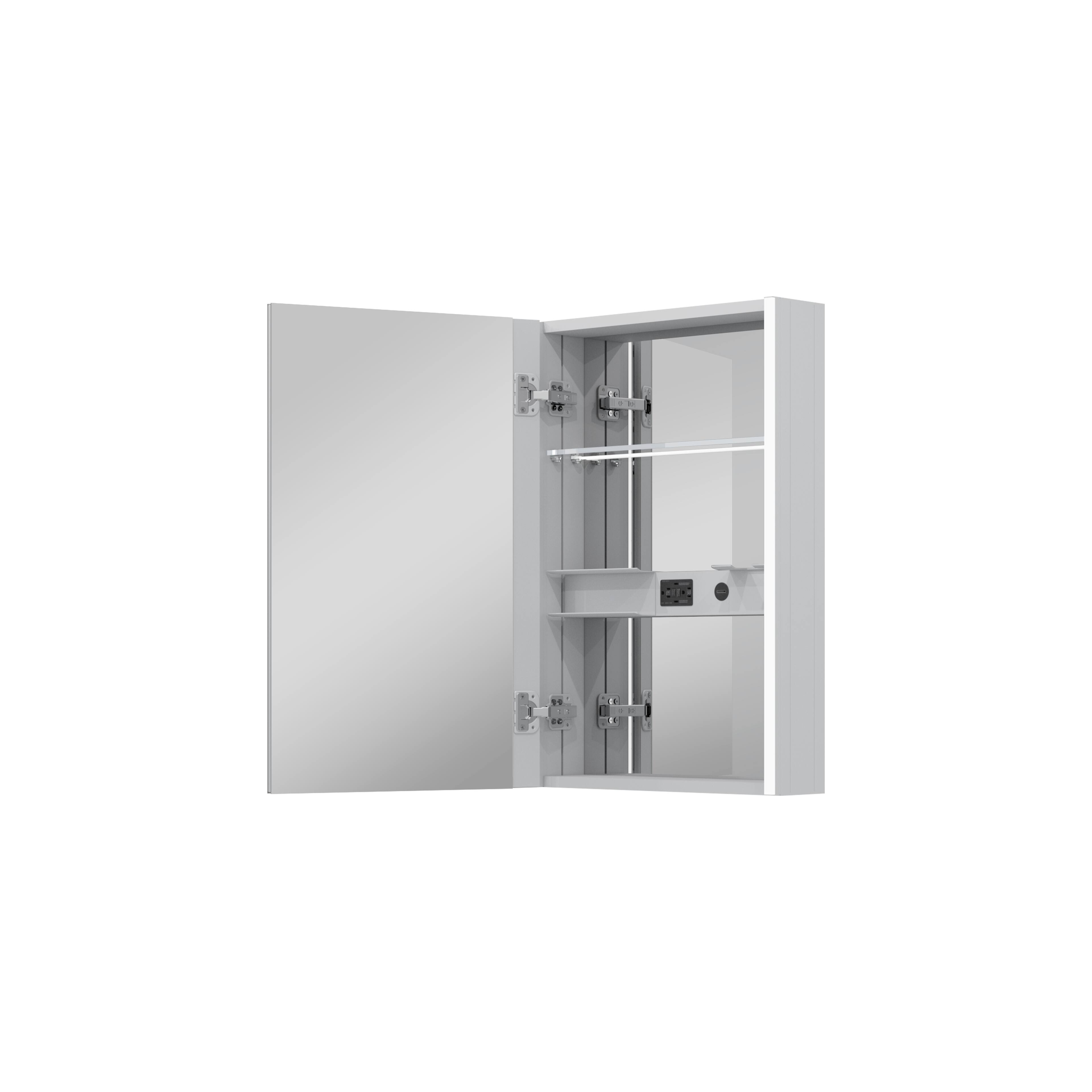 Alt View 6. WELLFOR - 20 in. W x 30 in. H Rectangular Aluminum Medicine Cabinet with Mirror, LED Lights, Anti-Fog, Left Soft Close Door - Silver.