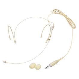 Unique Bargains - Ear Hook Headset Microphone Double Over Ear Omnidirectional Wired Condenser with Standard 3.5mm TRS Plug 3.9ft Cable - Beige
