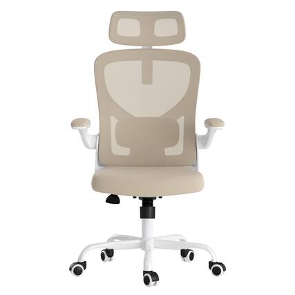 Front. APRILSOUL - Ergonomic Office Desk Chair with Headrest High Back Computer Chair with Armrests Adjustable Lumbar Support White Khaki - khaki,White.