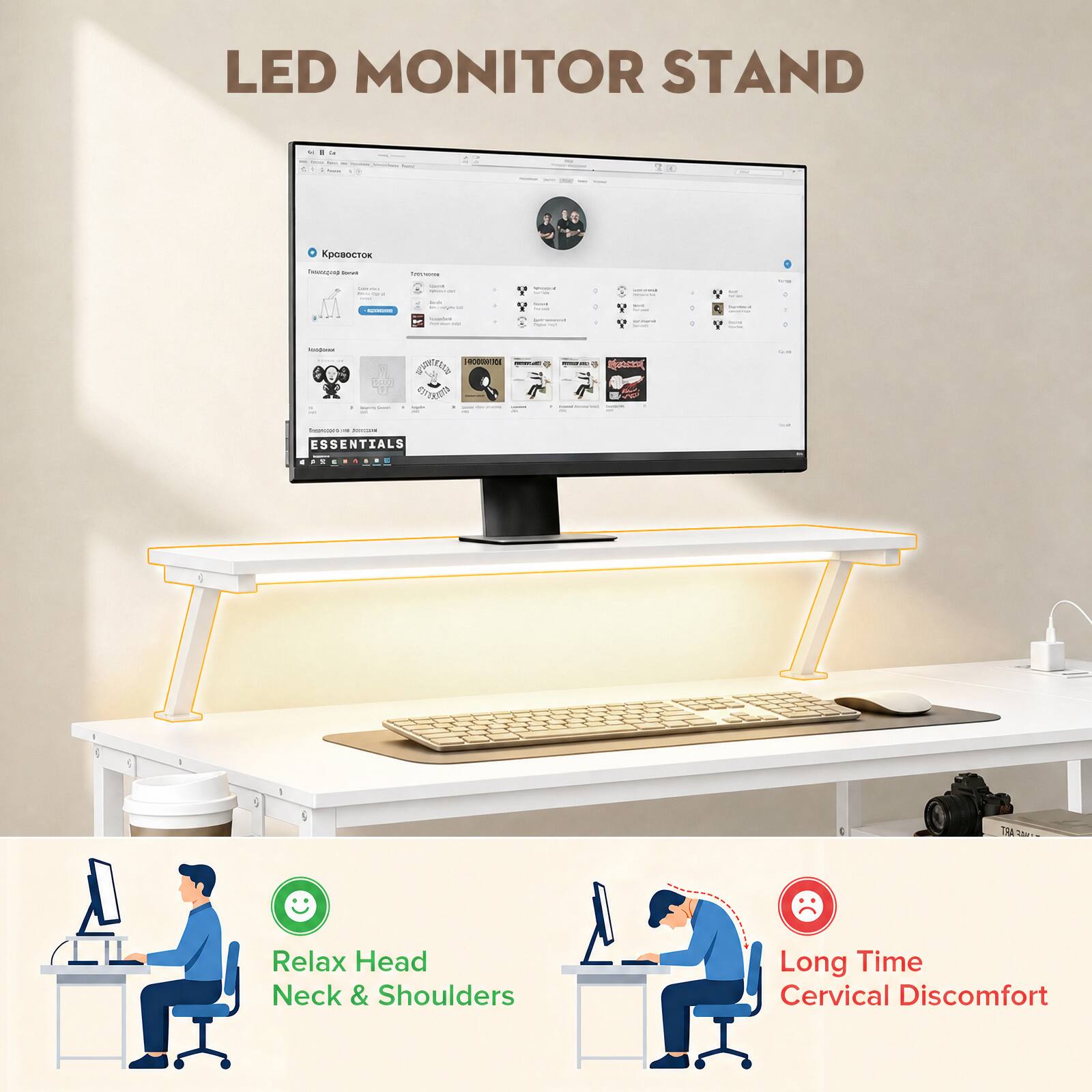 LED MONITOR STAND

hours

hounoport -
EXCLASSING
tarms
9
-
-
Juide - -
-
(CEN C - - - - - - - - - - Pepper -
tooQuose
+
(100 -
[) CONVERSED CITYBOOK -

BASKA -
Swarcosed 18 Innum ESSENTIALS  -
Relax Head Neck & Shoulders
Long Time Cervical Discomfort