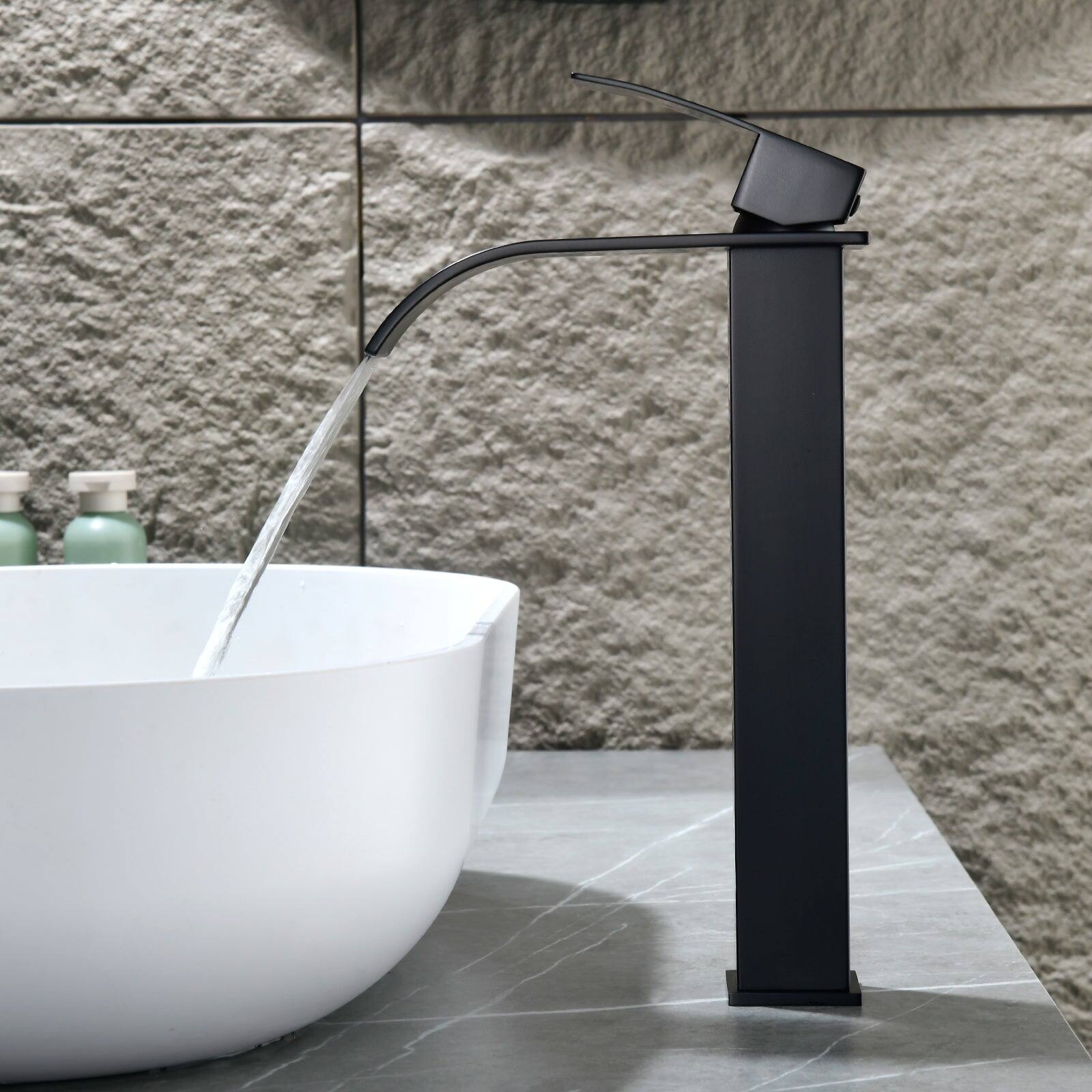 Alt View 2. Boyel Living - Black Faucet SUS304 Waterfall Spout cUPC Cartridge 60cm Supply Line Pop Up Drain - Matte Black.