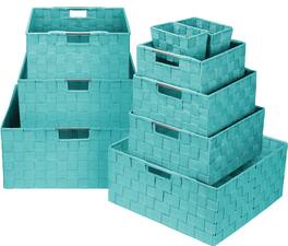 Sorbus - Weave Basket Bin Set Double Woven (9 Pack) - Blue