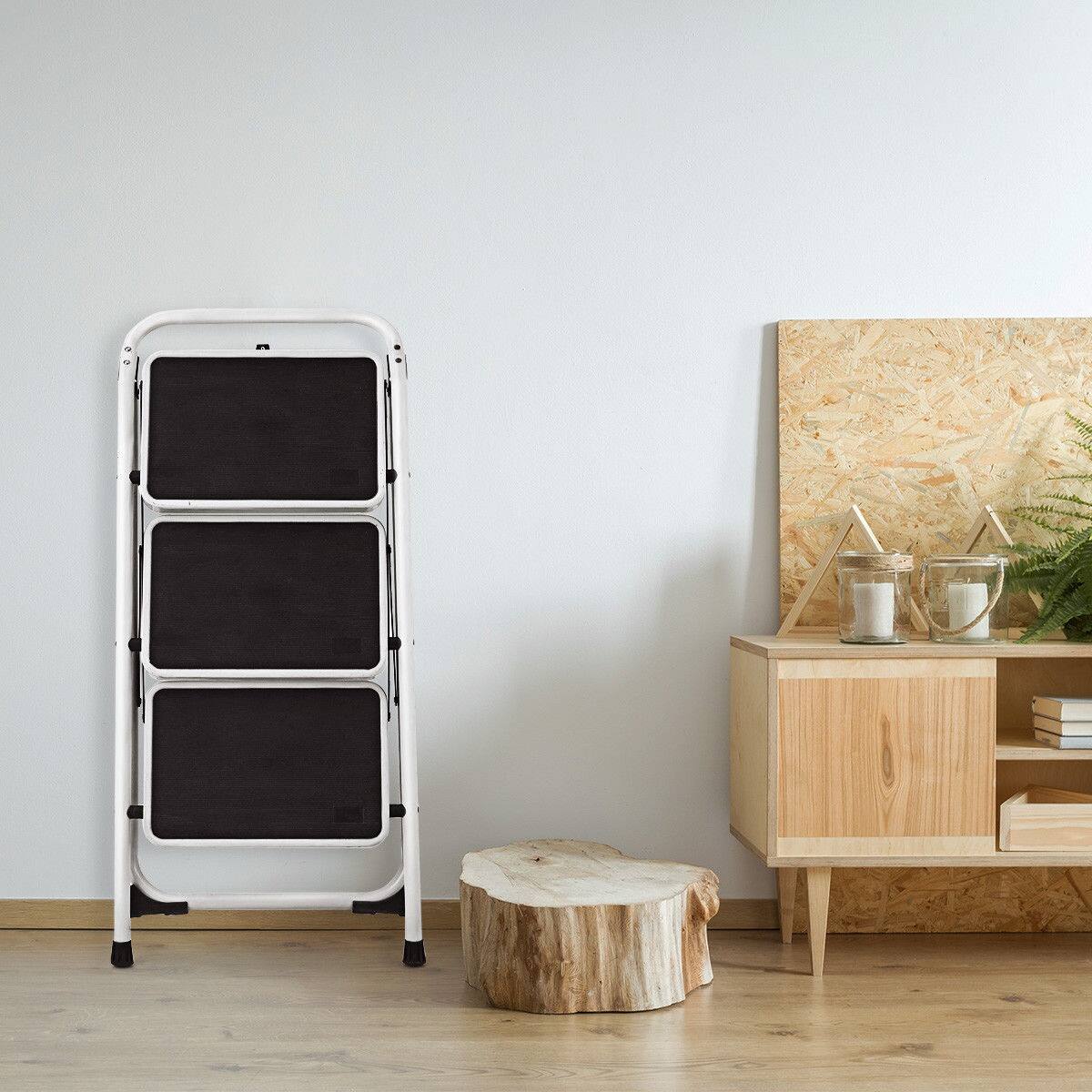 Alt View 3. Costway - Costway 3 Step Lightweight Ladder HD Platform Foldable Stool 330 LB Cap. Saving Space - Black.