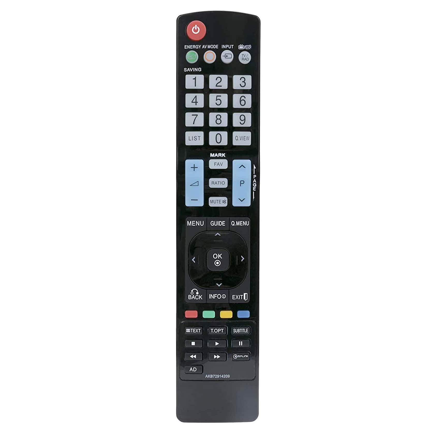 WINFLIKE - New AKB72914209 Replaced Remote fit for LG Plasma TV AKB72914201 AKB72914238 AKB72914207 AKB73615322 - Black