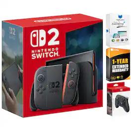 Switch 2 Video Game Console with Pro Controller, MightySkins Code and 1 CPS Year Extended Warranty - Nintendo Switch 2