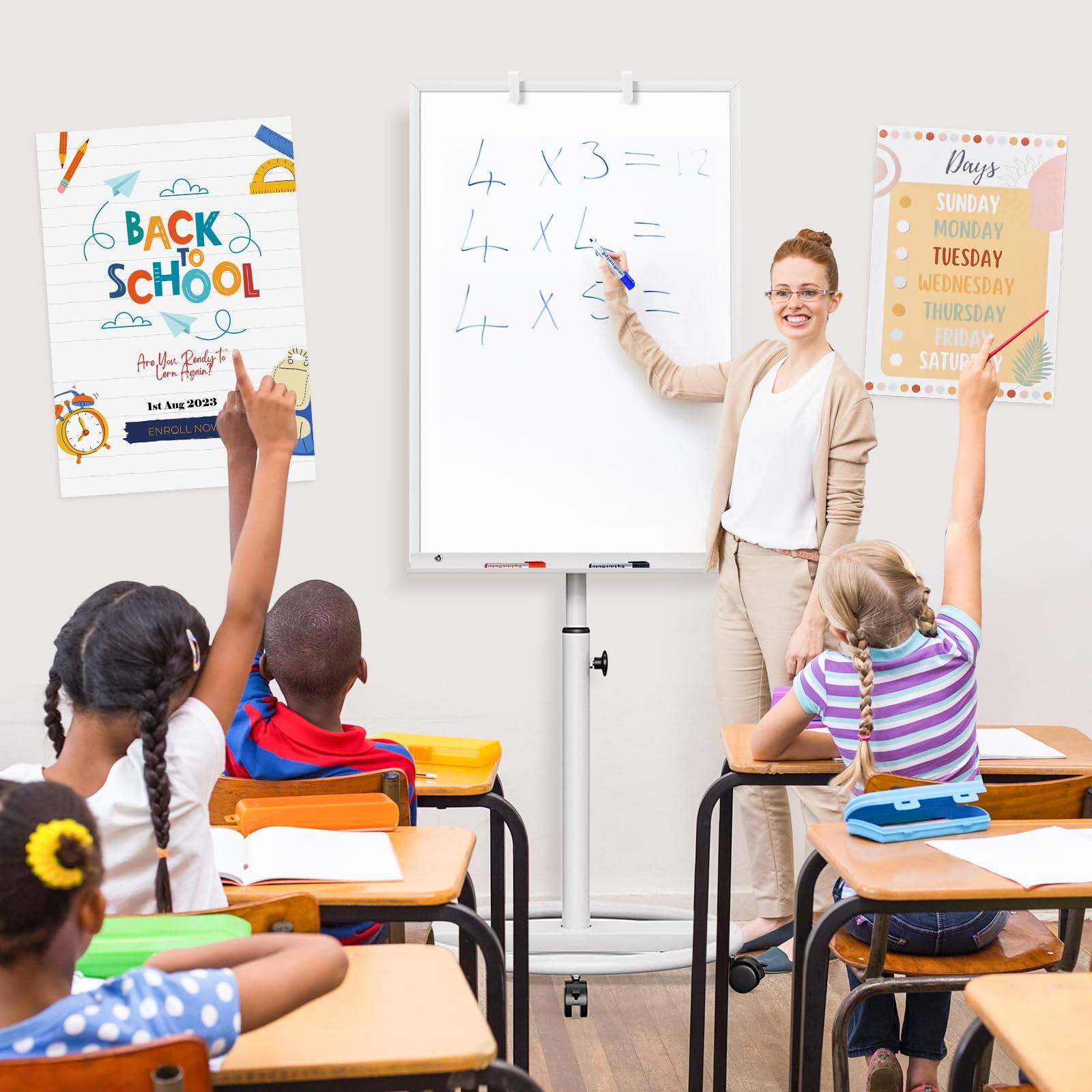 BACK TO SCHOOL  
Are You Ready?  
1st Aug 2023  
ENROLL NOW  

4 x 3 = 12  
4 x 4 =  
4 x 5 =  

Days  
SUNDAY  
MONDAY  
TUESDAY  
WEDNESDAY  
THURSDAY  
FRIDAY  
SATURDAY