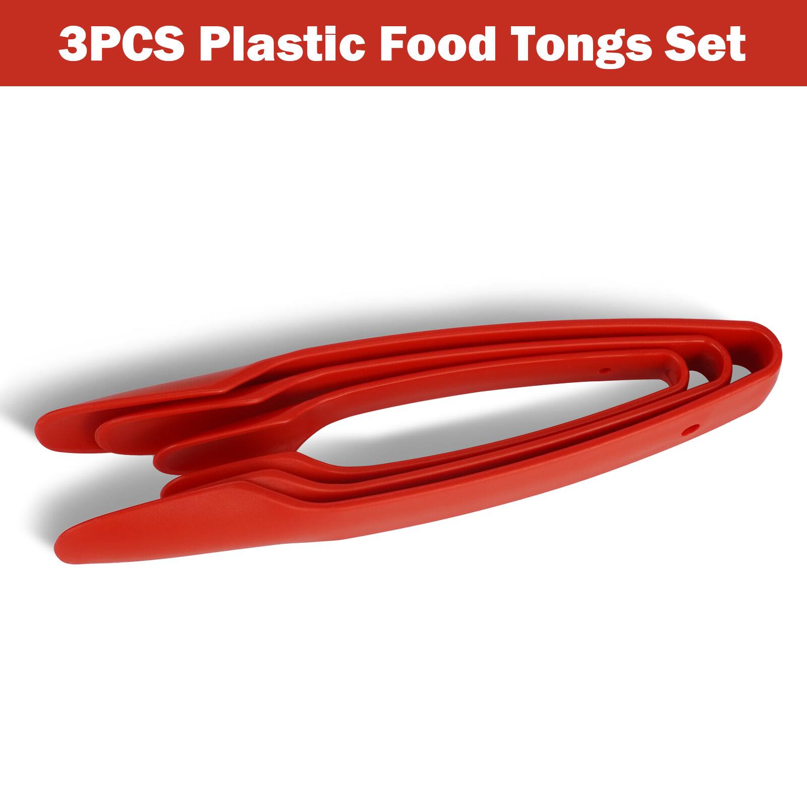 3PCS Plastic Food Tongs Set